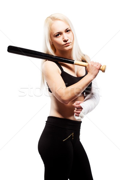 Fille brisé bras batte de baseball blond [[stock_photo]] © kokimk