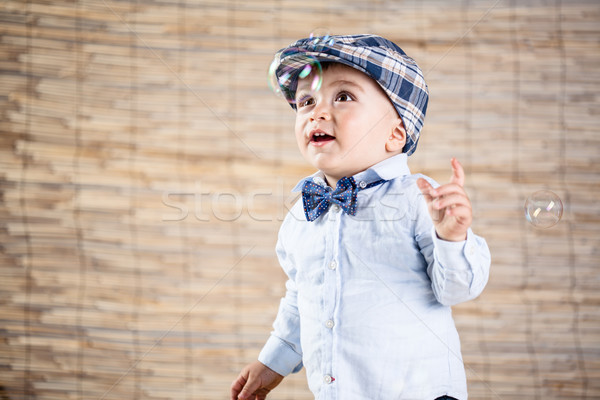 Photo stock: Bébé · gentleman · garçon · heureux · anniversaire · beauté