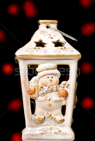 Christmas kandelaar rood licht hout groene winter Stockfoto © kokimk