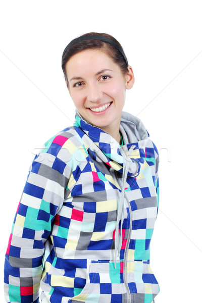 Mutlu kız gülen yalıtılmış beyaz kadın gülümseme Stok fotoğraf © kokimk