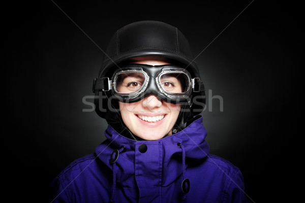 Stock photo: girl with helmet and goggles