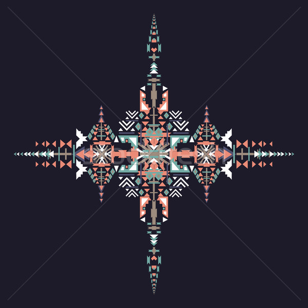 Stock photo: Vector Tribal ethnic ornament. Aztec decor elements. Tribal elements design isolated on dark backgro