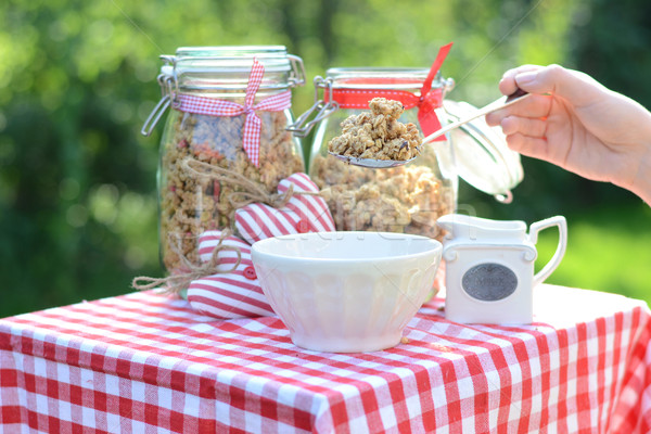 Foto stock: Saboroso · saudável · café · da · manhã · jardim · verão · comida