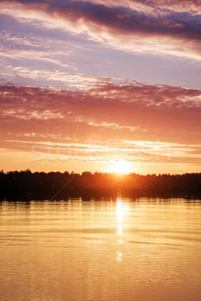 Beautiful sunset over the lake Stock photo © konradbak