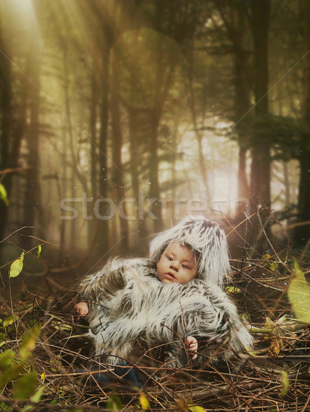 Newborn laying in a birds nest Stock photo © konradbak