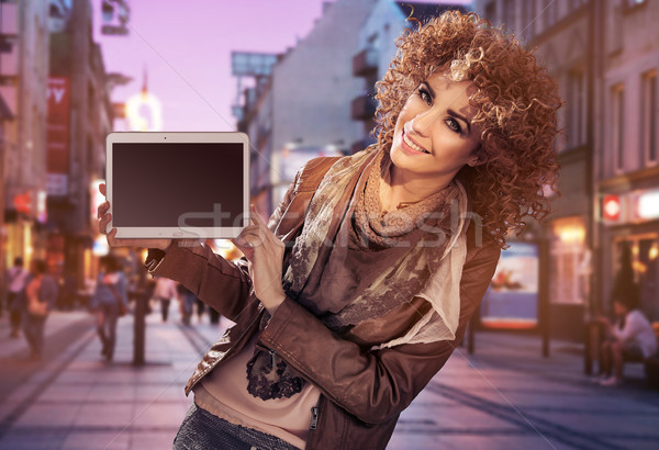 Foto stock: Tableta · jóvenes · dama