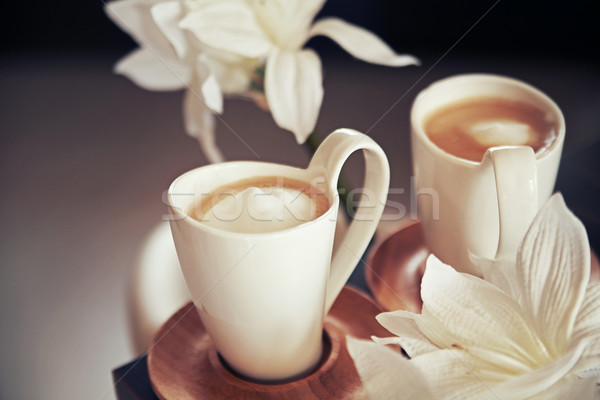 Stock foto: Porzellan · Tassen · Kaffee · Kaffeehaus · schwarz · Leben