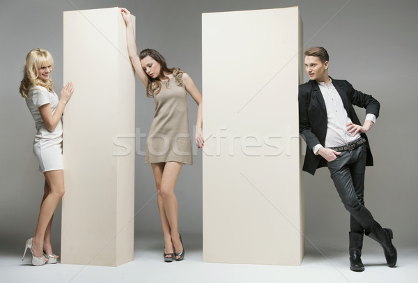 Three attractive friends have great time together Stock photo © konradbak