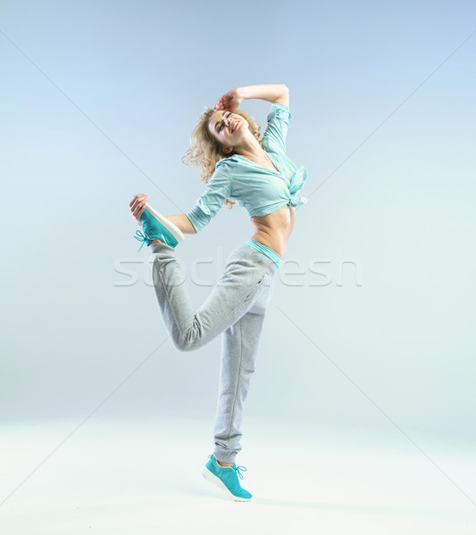 [[stock_photo]]: Sautant · athlète · femme · corps · parfait · dame · fille