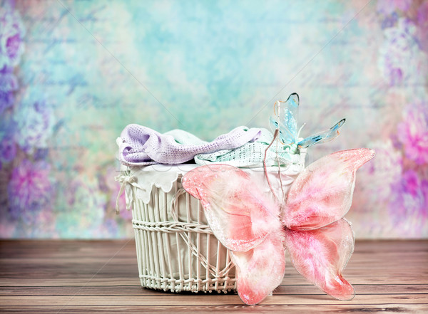 Small wicker basket with colorful background Stock photo © konradbak