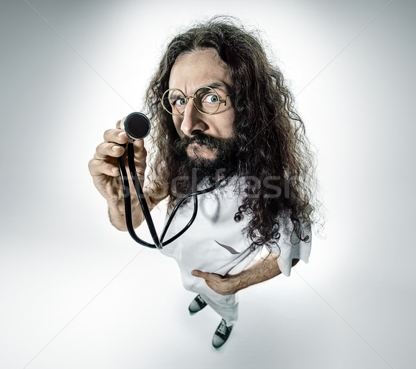 Portré stréber sovány orvos férfi orvosi Stock fotó © konradbak