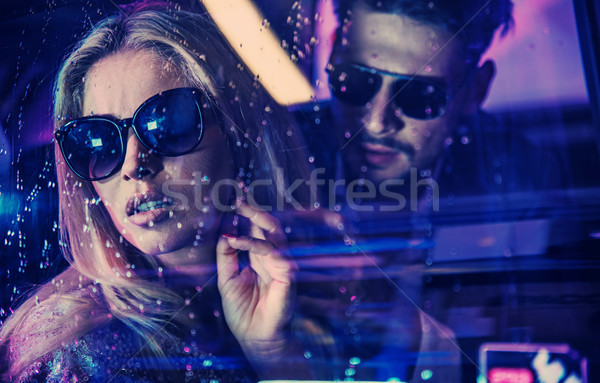 Colorat portret atractiv celebritate cuplu oameni Imagine de stoc © konradbak