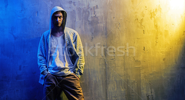 Retrato sério menino cara homem Foto stock © konradbak