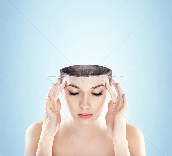 Conceptual image of a open minded woman , lots of copy space Stock photo © konradbak