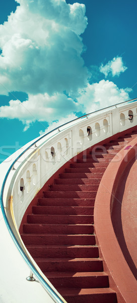 Escaliers ciel bleu nuages nuage couleur avenir [[stock_photo]] © konradbak