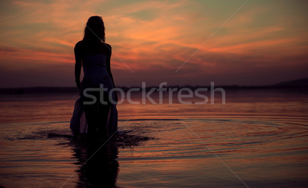 Silhouette of the water nymph Stock photo © konradbak