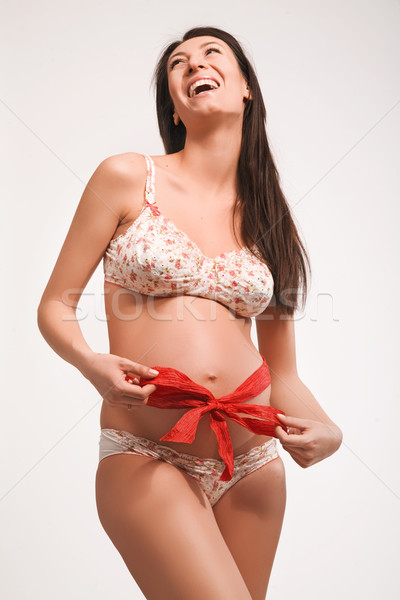 Femeie gravida abdomen femeie fată zâmbet Imagine de stoc © konradbak