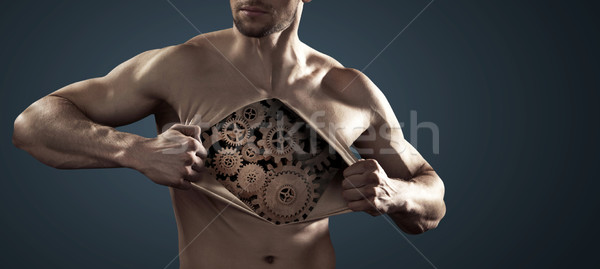 Stockfoto: Menselijke · robot · borst · huid · weg