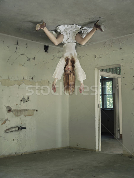 Creepy scene of the woman in the haunted hospital Stock photo © konradbak