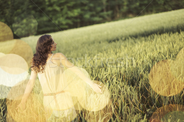 Stock photo: Vacation picture of the woman among the corn crop
