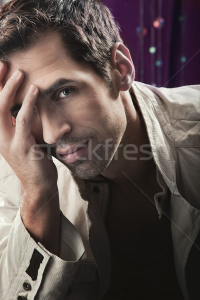 Porträt schöner Mann Mode Haar Hintergrund Männer Stock foto © konradbak