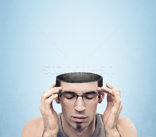 Conceptual image of a open minded man , lots of copyspace  Stock photo © konradbak