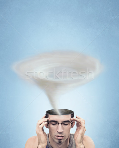 Conceptual picture - tornado head man  Stock photo © konradbak