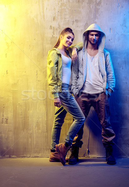 Retrato dois dançarinos concreto Foto stock © konradbak