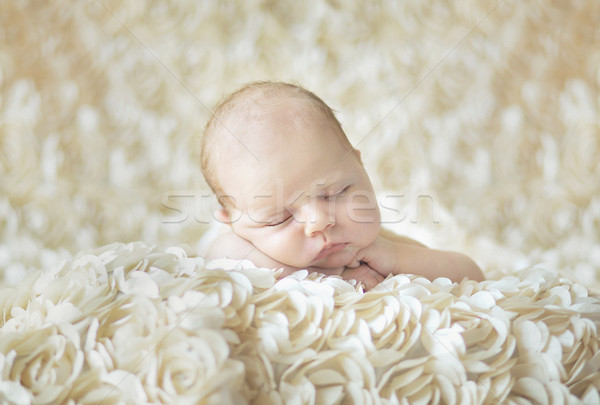 Nou-nascut copil burtă drăguţ mână Imagine de stoc © konradbak