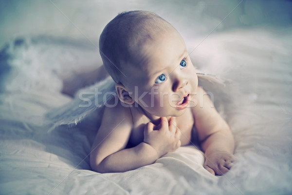 Ange bébé yeux amusement portrait garçon Photo stock © konradbak