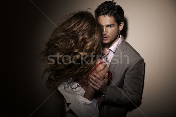 Knap vent sensueel vriendin knappe man vrouw Stockfoto © konradbak