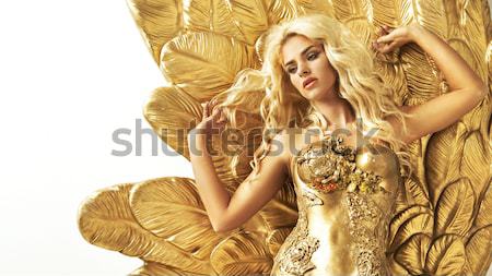 Portre şehvetli kraliçe altın genç kadın Stok fotoğraf © konradbak