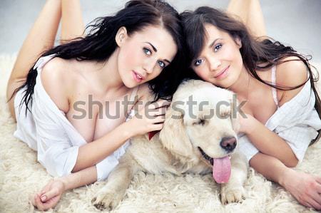 Сток-фото: Cute · женщины · собака · женщину · ню