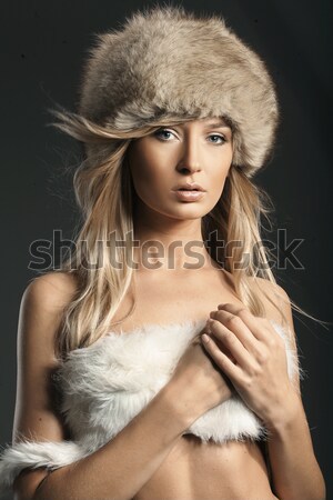 Vogue style portrait of a young blond beauty Stock photo © konradbak