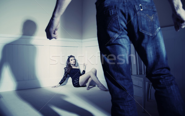 Man and woman expressing domestic violence Stock photo © konradbak