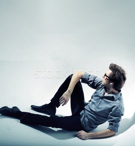 Sitting and thinking calm man  Stock photo © konradbak