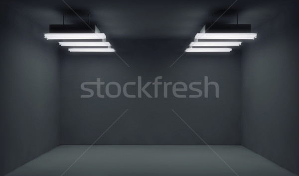 Stock photo: Empty dark room with lightrays