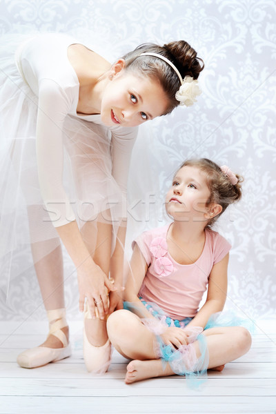 Two sisters practising ballet dance Stock photo © konradbak