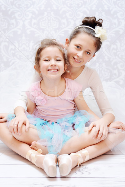 Cute sisters during ballet rehearsal Stock photo © konradbak