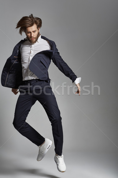 Stockfoto: Portret · springen · flexibele · vent · man · gelukkig