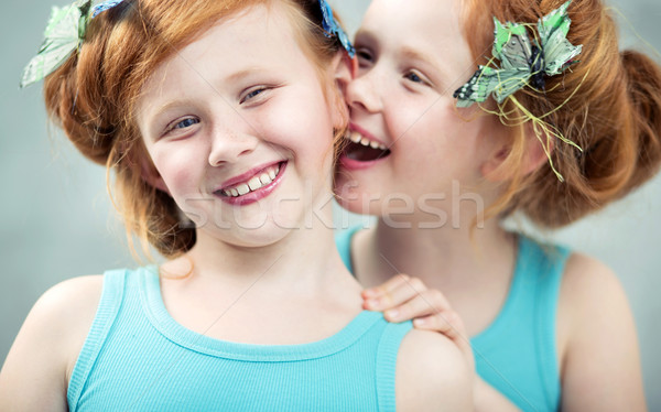 Two similing and adorable ginger twins Stock photo © konradbak
