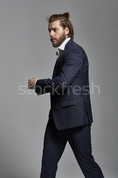 Komoly jóképű férfi sűrű szakáll jóképű fickó Stock fotó © konradbak