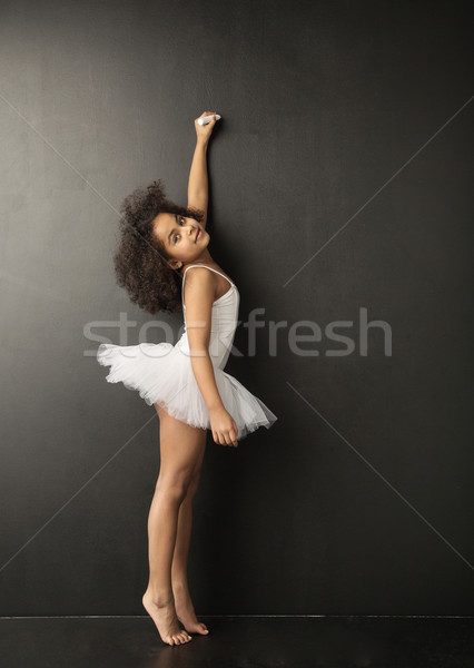 Cute little ballet dancer drawing with the chalk Stock photo © konradbak