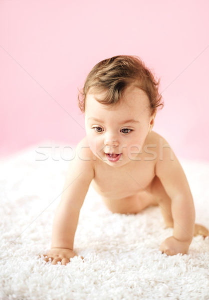 Foto stock: Retrato · bonitinho · little · girl · pequeno · filha · menina