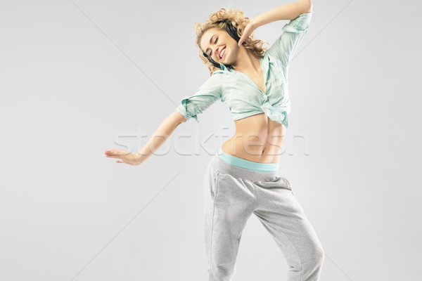 Szőke csábító nő tánc egyedül hölgy Stock fotó © konradbak