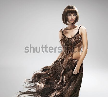 Mulher vestir cabelo vestido música Foto stock © konradbak