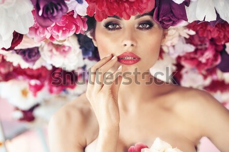 Flower style portrait of a young beauty Stock photo © konradbak