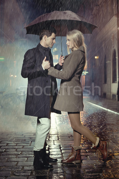 Posiert schwierig Regen jungen anziehend Stock foto © konradbak
