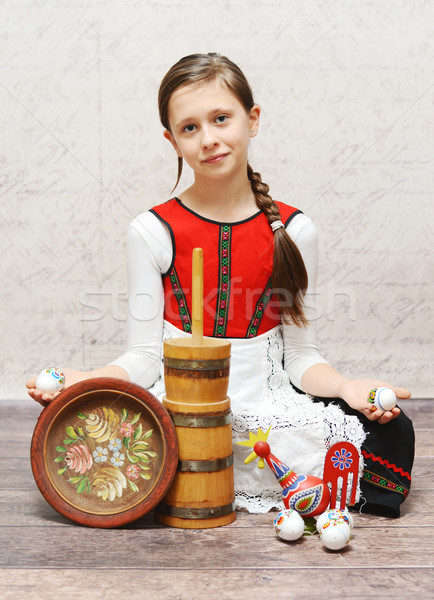 Girl in a beautiful national costume Stock photo © konradbak