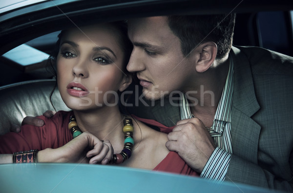 Emotive portrait of a gorgeous young couple Stock photo © konradbak